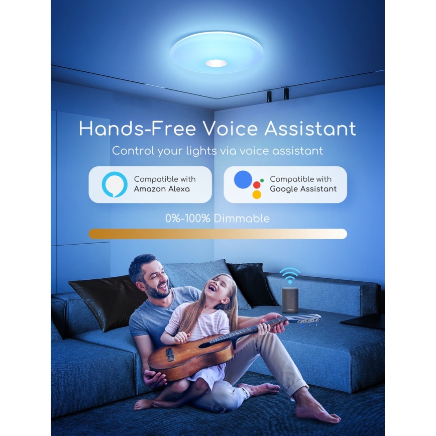 Plafonieră LED RGBW dimabilă Aigostar 18W/230V d. 34 cm Wi-Fi