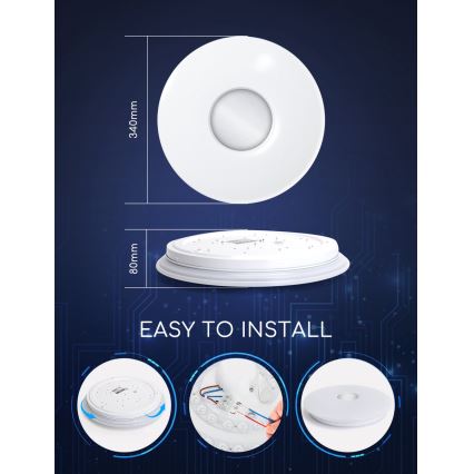 Plafonieră LED RGBW dimabilă Aigostar 18W/230V d. 34 cm Wi-Fi