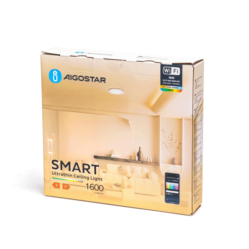 Plafonieră LED RGBW dimabilă Aigostar LED/19W/230V 2700-6500K Wi-Fi