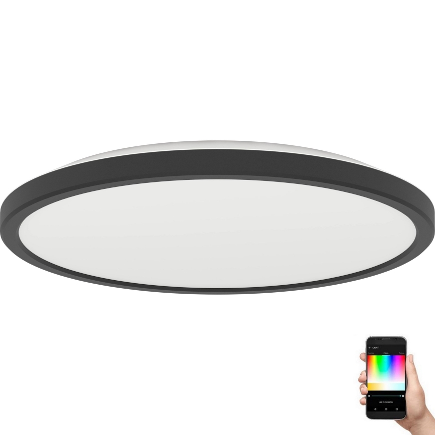 Plafonieră LED RGBW dimabilă de exterior Eglo LED/13,9W/230V 2700-6500K d. 30 cm IP44 negru ZigBee