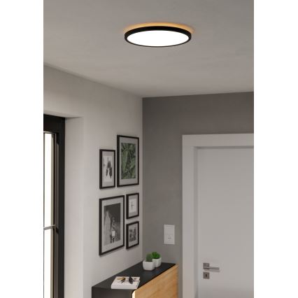 Plafonieră LED RGBW dimabilă de exterior Eglo LED/13,9W/230V 2700-6500K d. 30 cm IP44 negru ZigBee