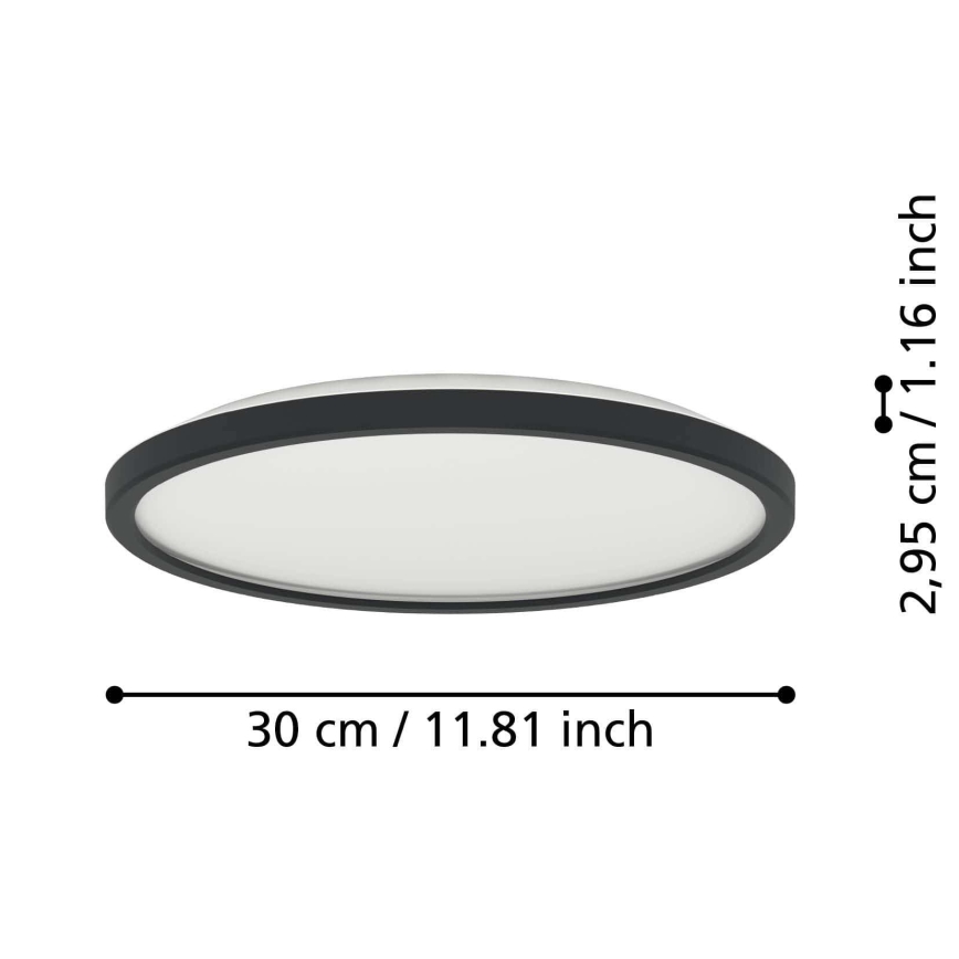 Plafonieră LED RGBW dimabilă de exterior Eglo LED/13,9W/230V 2700-6500K d. 30 cm IP44 negru ZigBee