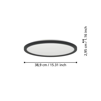 Plafonieră LED RGBW dimabilă de exterior Eglo LED/18,5W/230V 2700-6500K d. 38,9 cm IP44 negru ZigBee