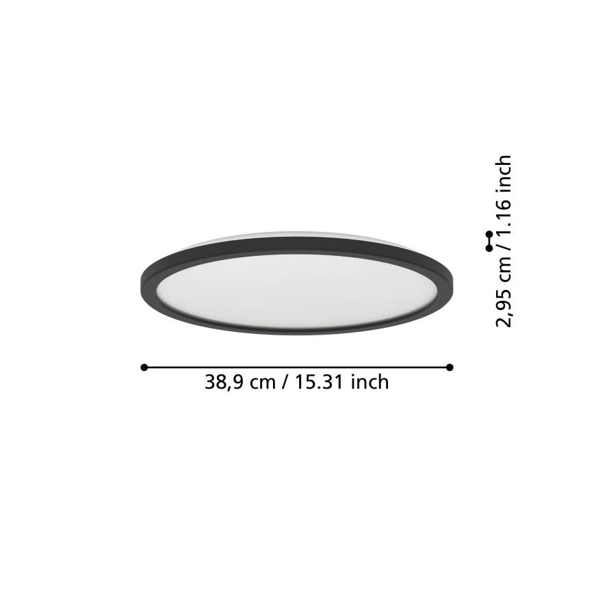 Plafonieră LED RGBW dimabilă de exterior Eglo LED/18,5W/230V 2700-6500K d. 38,9 cm IP44 negru ZigBee