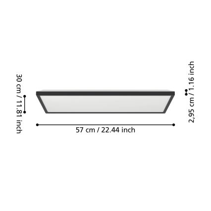 Plafonieră LED RGBW dimabilă de exterior Eglo LED/17,2W/230V 2700-6500K 30x57 cm IP44 negru ZigBee