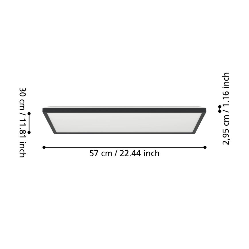 Plafonieră LED RGBW dimabilă de exterior Eglo LED/17,2W/230V 2700-6500K 30x57 cm IP44 negru ZigBee