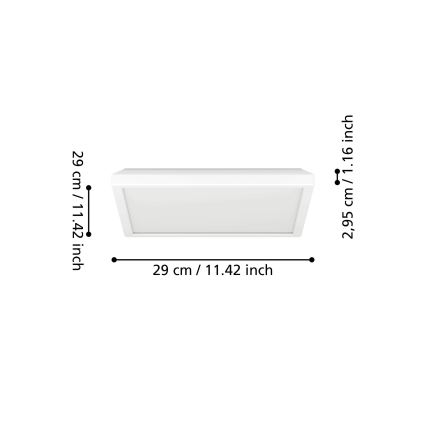 Plafonieră LED RGBW dimabilă de exterior Eglo 901474 LED/13,4W/230V 2700-6500K 29x29 cm IP44 alb ZigBee