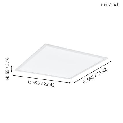 Plafonieră RGBW dimabilă Eglo LED/32,5W/230V 2700-6500K 60x60 cm + telecomandă