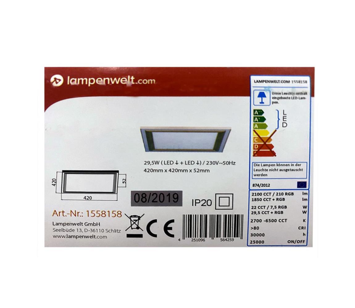 Plafonieră LED RGBW dimabilă LYNN LED/295W/230V Lampenwelt + telecomandă