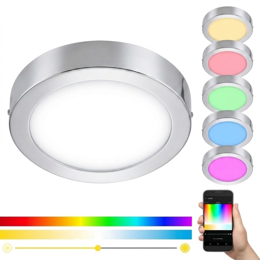 Plafonieră LED RGBW dimabilă pentru baie Eglo 33667 FUEVA-C LED21W/230V d. 30 cm IP44