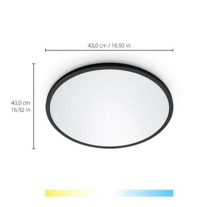 Plafonieră LED RGBW dimabilă SUPERSLIM LED/22W/230V 2700-6500K Wi-Fi neagră WiZ