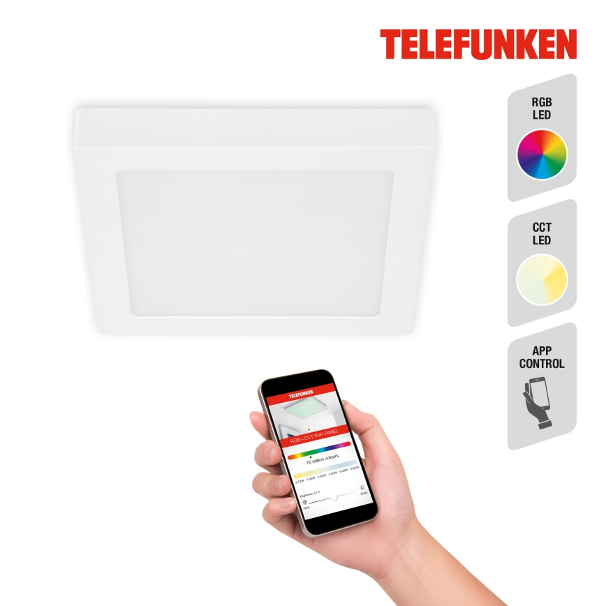 Plafonieră LED RGBW dimabilă Telefunken 309606TF LED/18W/230V 2700-6500K Wi-Fi Tuya