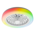 Plafonieră LED RGBW reglabilă cu ventilator ZAMBIA LED/24W/230V 3000-6500K albă + telecomandă