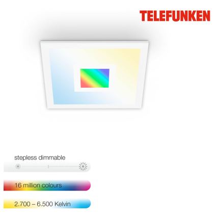 Plafonieră LED RGBW Telefunken 319006TF LED/16W/230V 2700-6500K + telecomandă