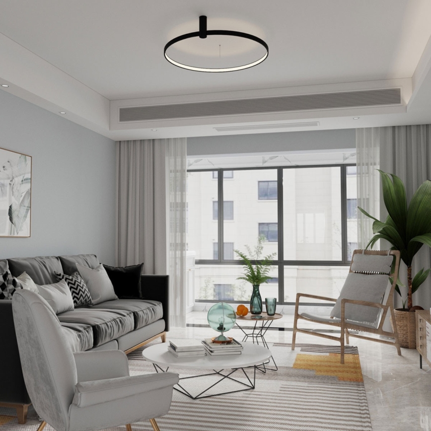 Plafonieră LED RING S, 34W/230V, 3000/4000/6000K, Ø 60 cm, neagră