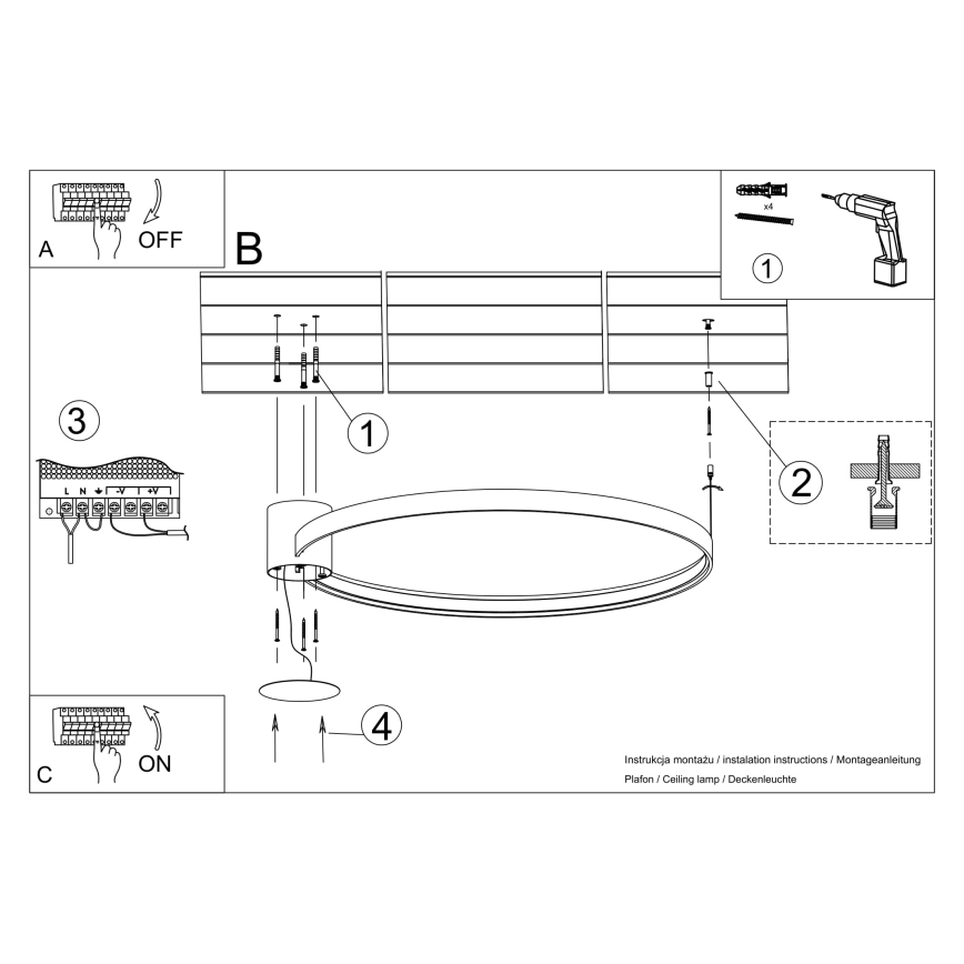 Plafonieră LED RIO LED/30W/230V CRI95 4000K d. 55 cm auriu Thoro TH.223