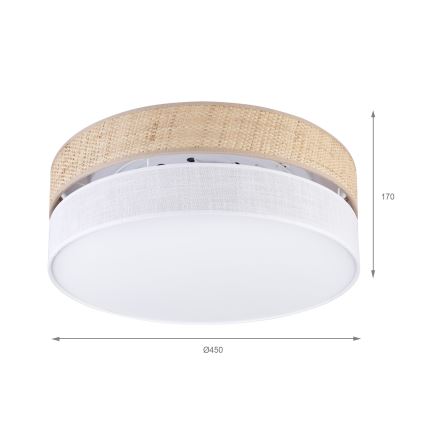 Plafonieră LED SIRJA BOHO, 36W, 230V, 4000K, Ø 45 cm, bej/alb