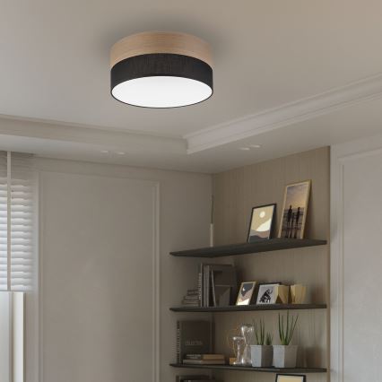 Plafonieră LED SIRJA WOOD LED/20W/230V d. 35 cm negru/stejar