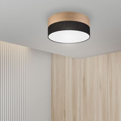 Plafonieră LED SIRJA WOOD LED/20W/230V d. 35 cm negru/stejar
