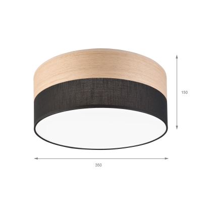 Plafonieră LED SIRJA WOOD LED/20W/230V d. 35 cm negru/stejar