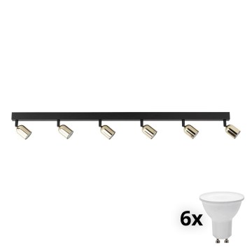 Plafonieră LED TOP 6xGU10/10W/230V negru/auriu