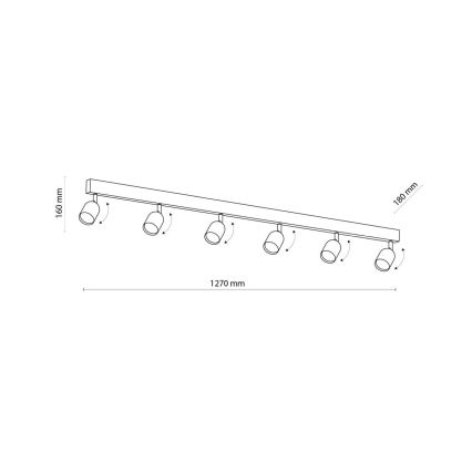 Plafonieră LED TOP 6xGU10/10W/230V negru/auriu