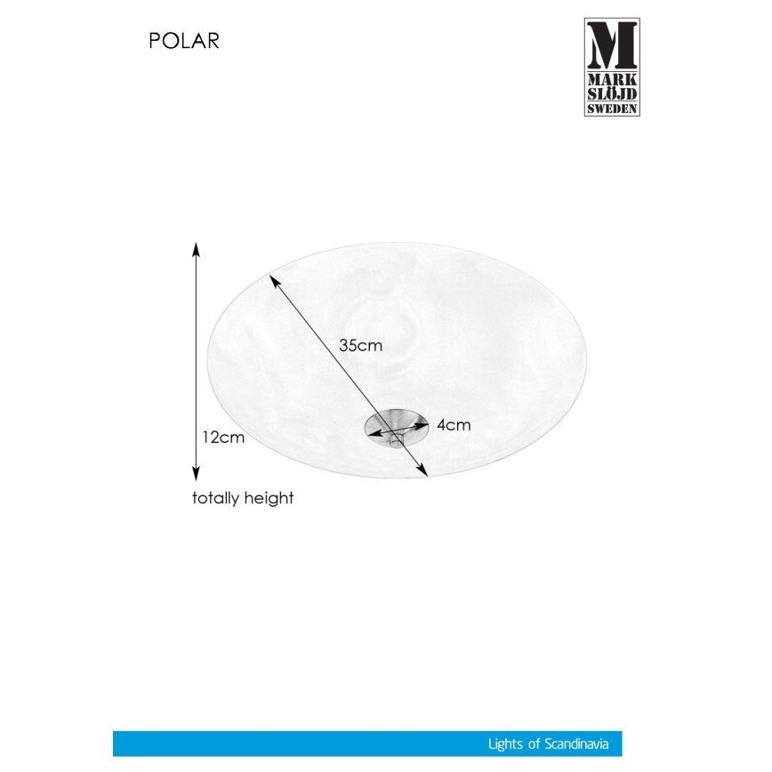 Plafonieră Markslöjd 107360 POLAR 2xE14/40W/230V d. 35 cm