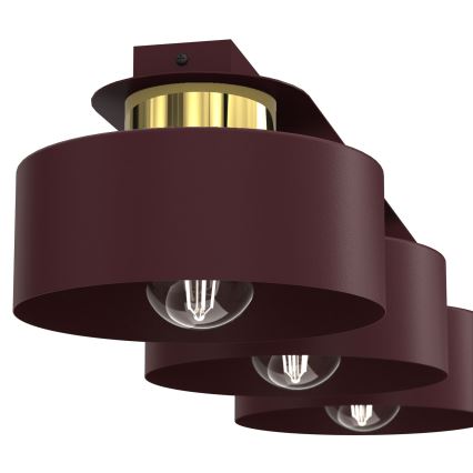 Plafonieră MARTI 3 x E27, 15 W, 230 V, 68 x 20,5 cm, vișiniu/auriu