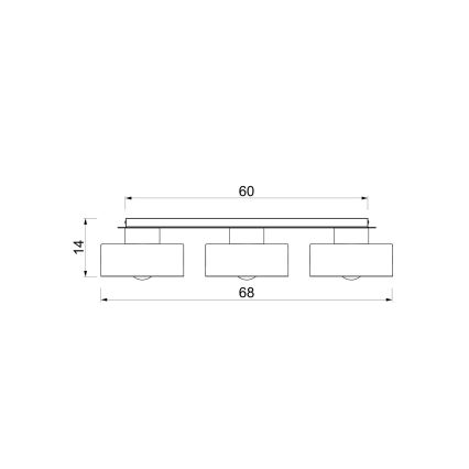Plafonieră MARTI 3 x E27, 15 W, 230 V, 68 x 20,5 cm, vișiniu/auriu