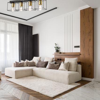 Plafonieră MIKA 4xE27/60W/230V 61 cm negru/auriu