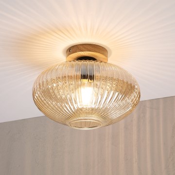 Plafonieră MILOU WOOD 1xE27/15W/230V stejar/bej fumuriu, diam. 29 cm