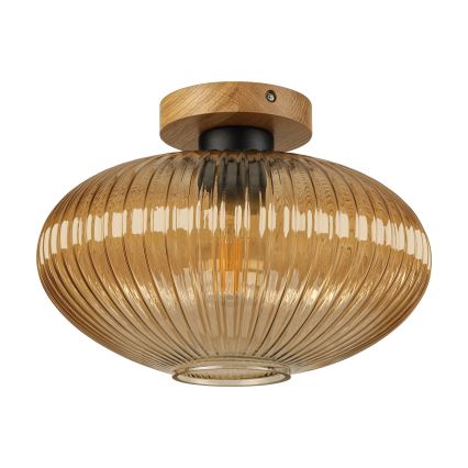 Plafonieră MILOU WOOD 1xE27/15W/230V stejar/bej fumuriu, diam. 29 cm