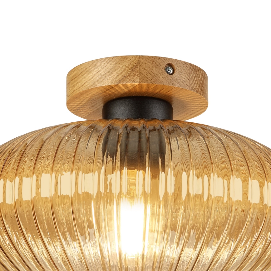 Plafonieră MILOU WOOD 1xE27/15W/230V stejar/bej fumuriu, diam. 29 cm