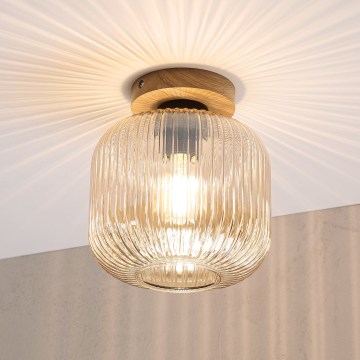 Plafonieră MILOU WOOD 1xE27/15W/230V stejar/bej fumuriu Ø 20 cm