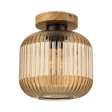 Plafonieră MILOU WOOD 1xE27/15W/230V stejar/bej fumuriu Ø 20 cm