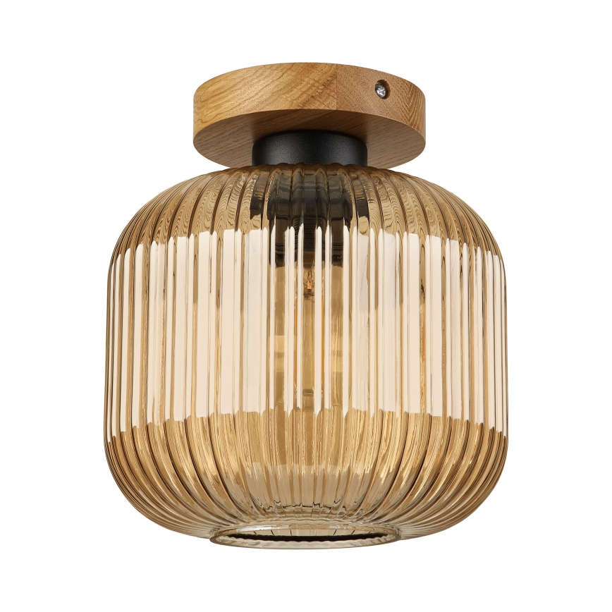 Plafonieră MILOU WOOD 1xE27/15W/230V stejar/bej fumuriu Ø 20 cm