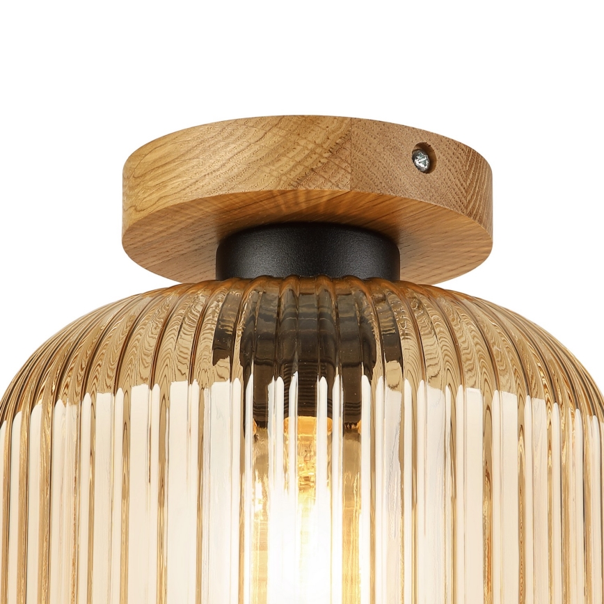 Plafonieră MILOU WOOD 1xE27/15W/230V stejar/bej fumuriu Ø 20 cm