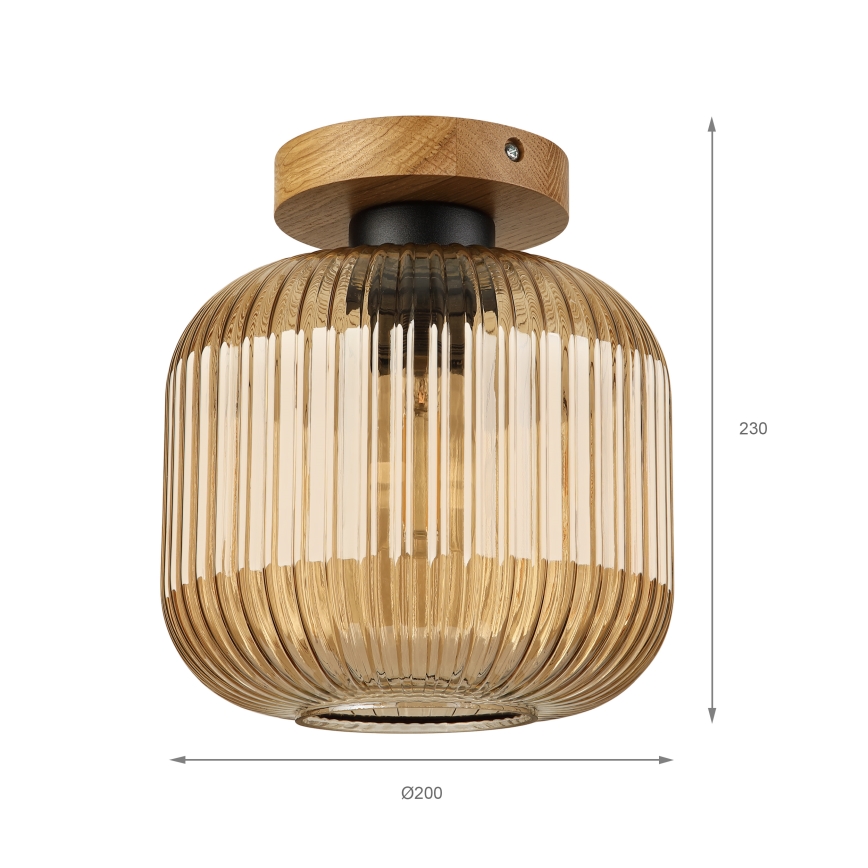 Plafonieră MILOU WOOD 1xE27/15W/230V stejar/bej fumuriu Ø 20 cm