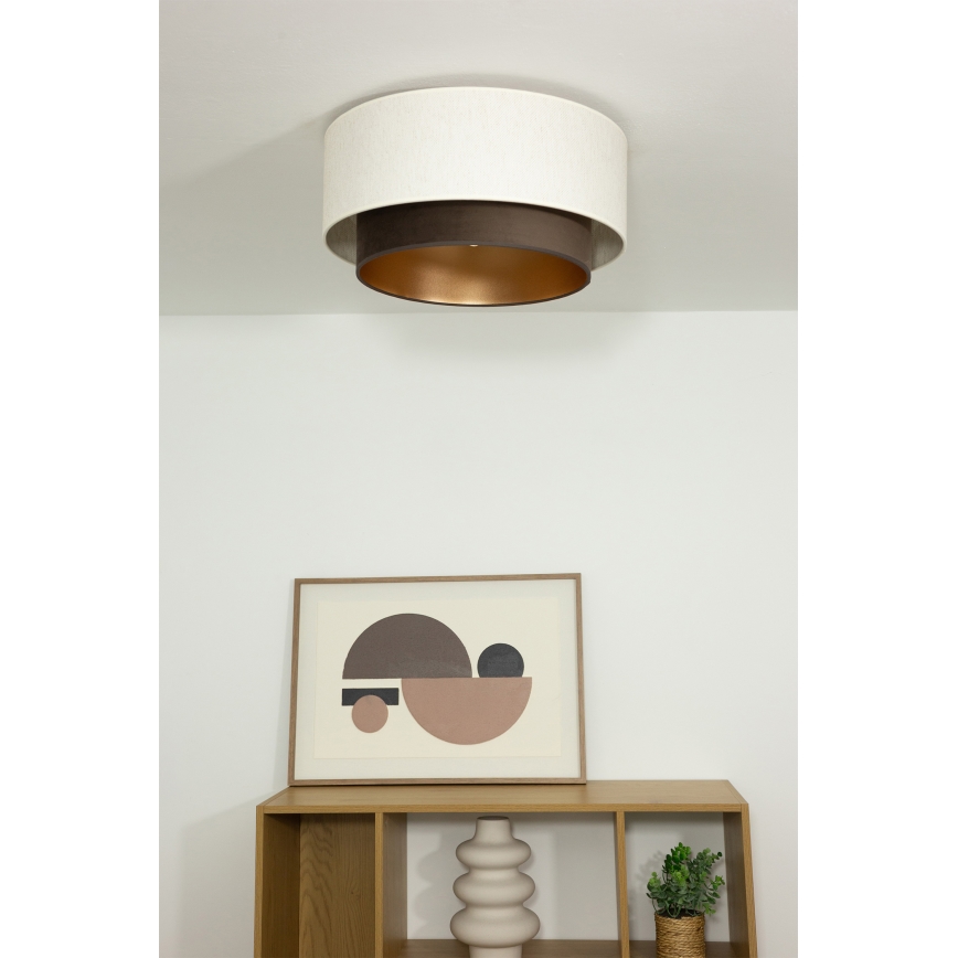 Plafonieră NATIA, 1xE27/60W/230V, Ø45 cm, alb/maro