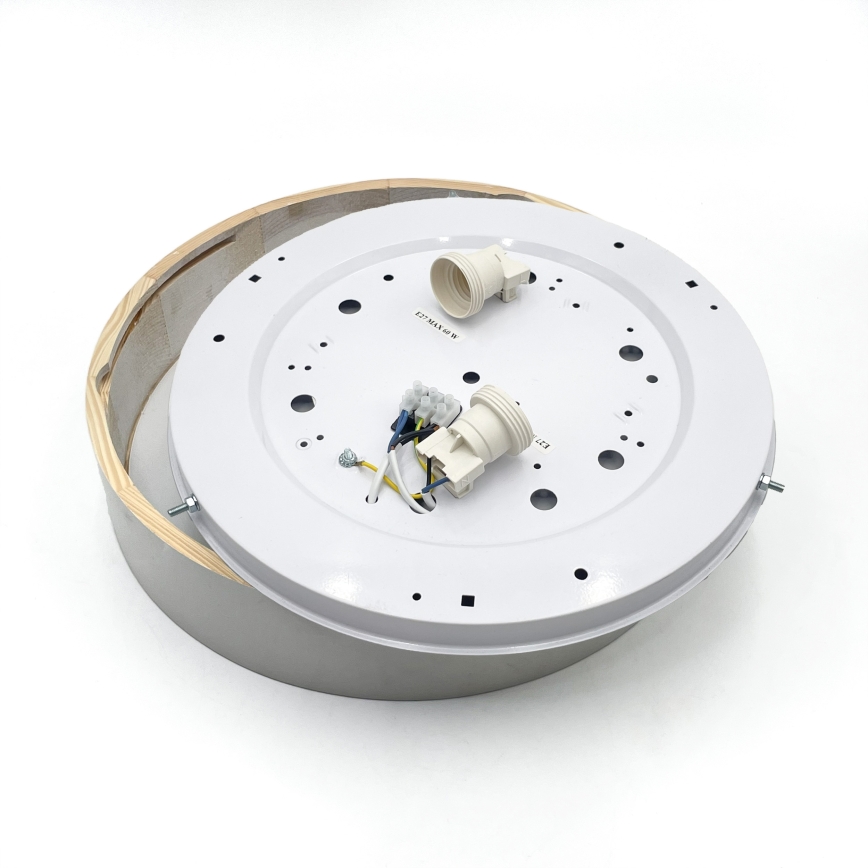 Plafonieră NATURAL, 3xE27/15W/230V, Ø 37,5 cm, pin/alb