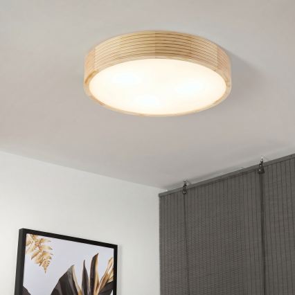 Plafonieră NATURAL MODERN 3xE27/15W/230V, diametru 47,5 cm, lemn de pin
