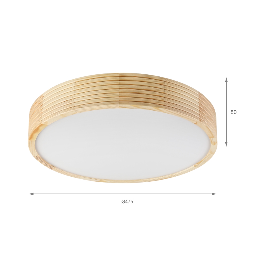 Plafonieră NATURAL MODERN 3xE27/15W/230V, diametru 47,5 cm, lemn de pin