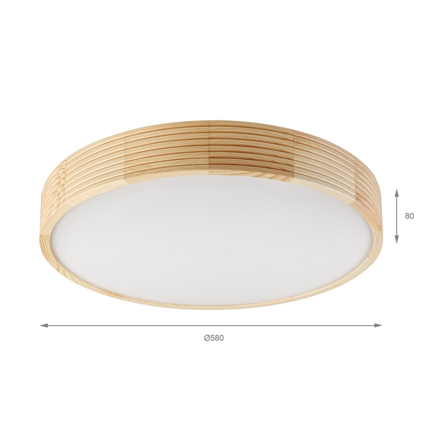 Plafonieră NATURAL MODERN cu 4 socluri E27 (15W, 230V), diametru 58 cm, din lemn de pin