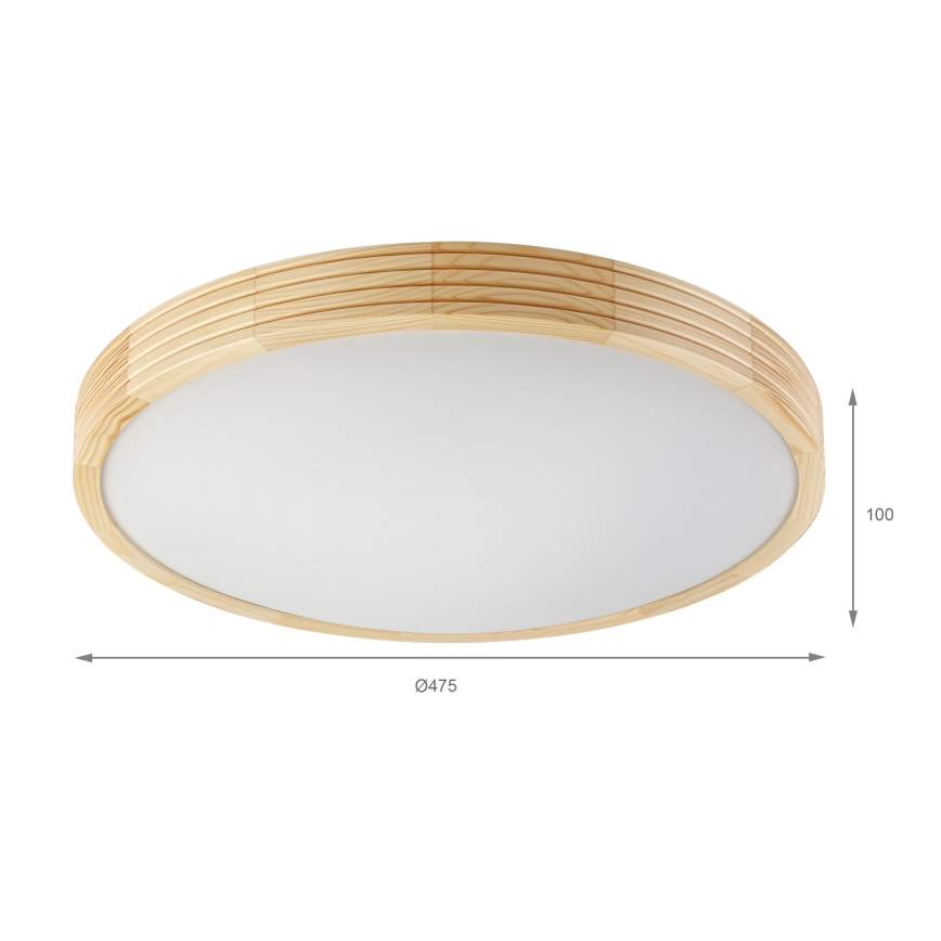 Plafonieră NATURAL MODERN SLIM 3xE27/15W/230V Ø 47,5 cm, finisaj pin