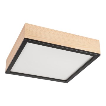 Plafonieră NATURAL SQUARE 4xE27/15W/230V 39x39 cm pin/negru