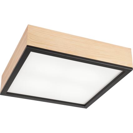 Plafonieră NATURAL SQUARE 4xE27/15W/230V 39x39 cm pin/negru