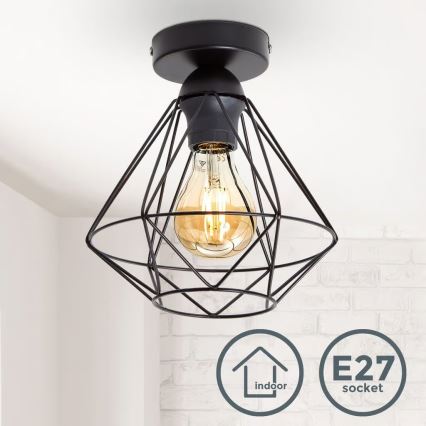 Plafonieră neagră pentru tavan 1xE27/40W/230V