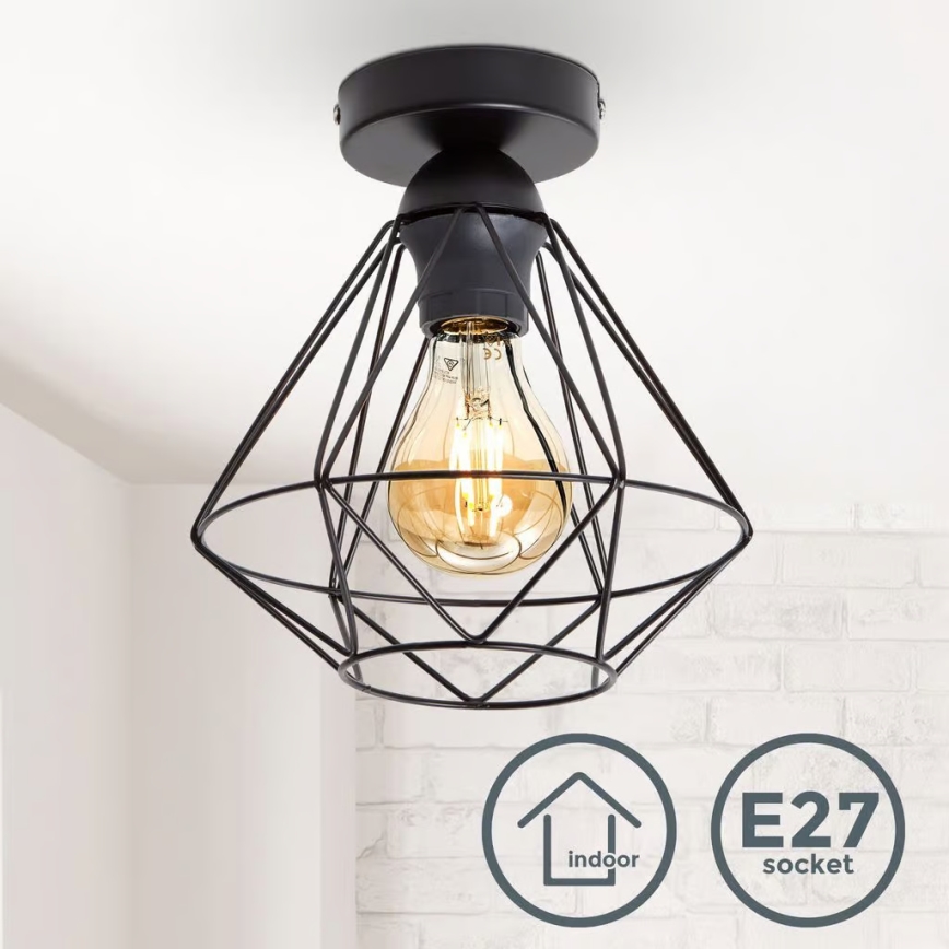 Plafonieră neagră pentru tavan 1xE27/40W/230V