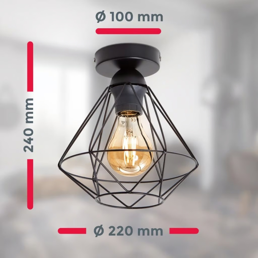 Plafonieră neagră pentru tavan 1xE27/40W/230V