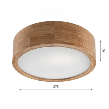Plafonieră OAK 1xE27/60W/230V, finisaj stejar, Ø 27,5 cm